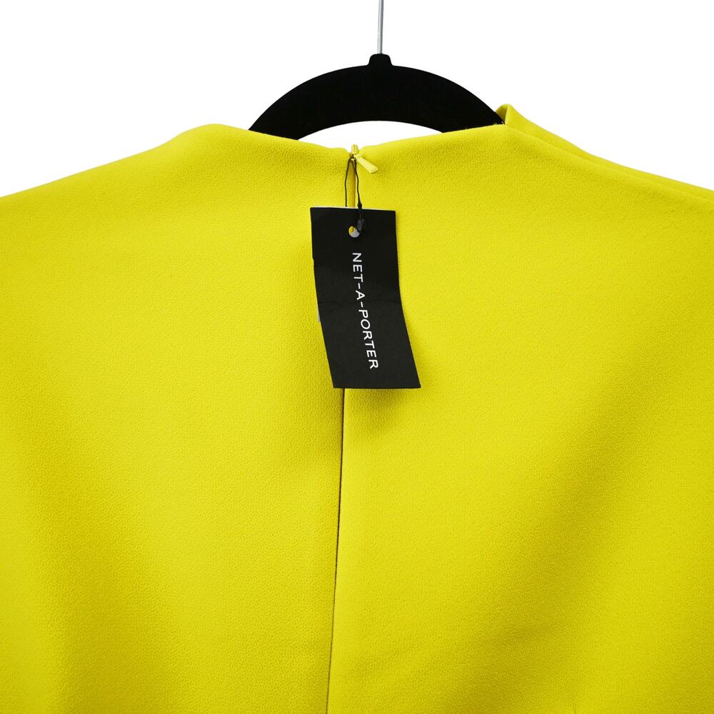 Safiyaa Avery Bright Yellow Draped Crepe Asymmetric Midi Dress Size 10 - Picture 13 of 13